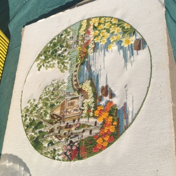 Scenic Embroidered Landscape Art - Picture 2 of 2